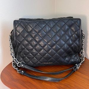 Michael Kors Rachel Black Quilted Large Leather Satchel Shoulder Bag